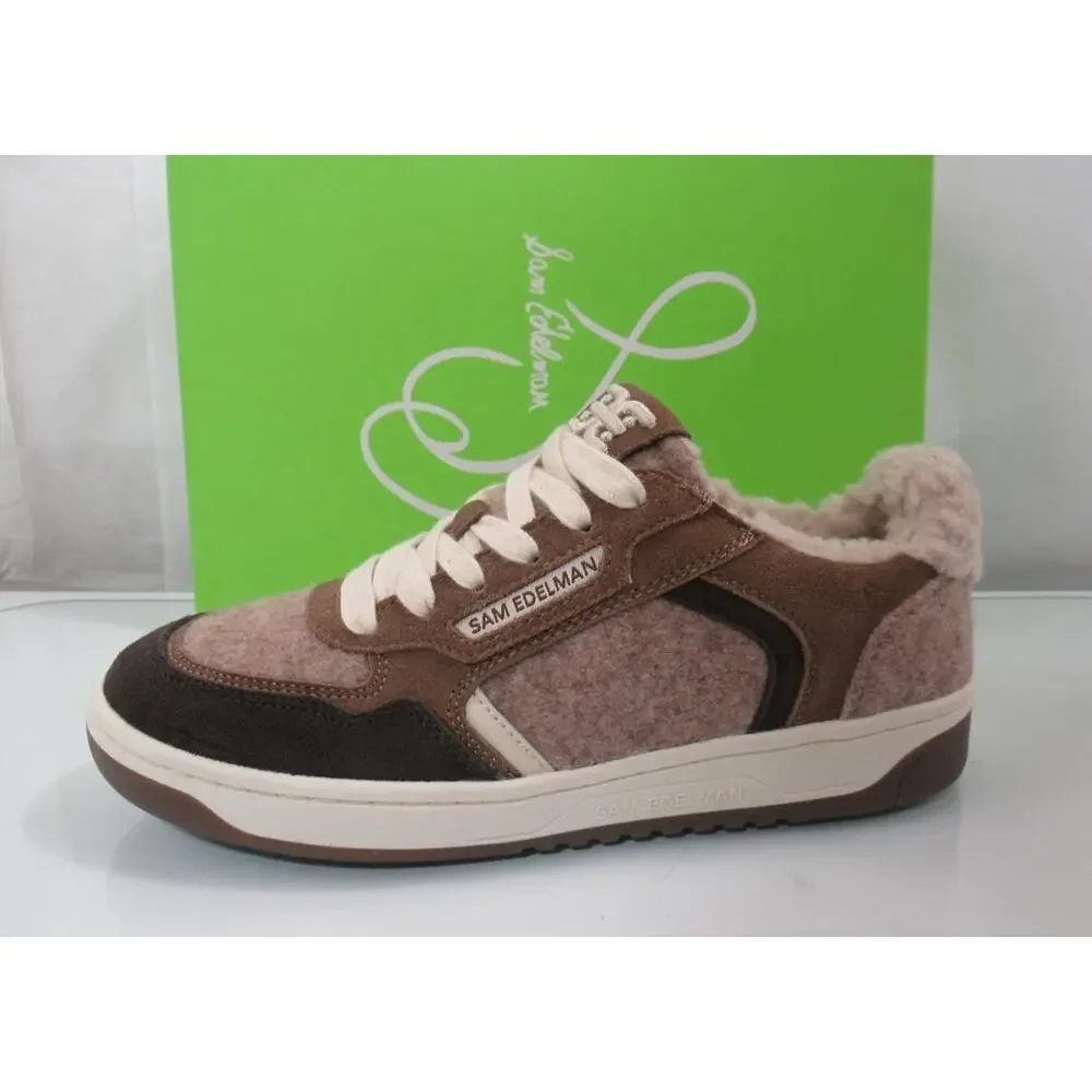 Women's Shoes Sam Edelman Harper Cozy Lace Up Sneakers Taupe Fabric Size 7
